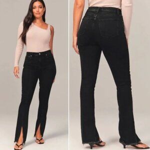 Abercrombie and Fitch A&F The Skinny High Rise Black Jeans Split Hem size 12